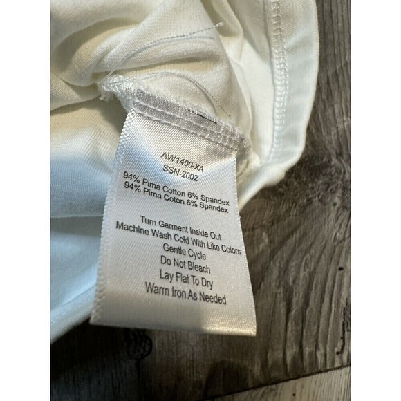 ATM Anthony Thomas Melillo Top White Pima Cotton Crossover Elbow Sleeve Large - Picture 5 of 8